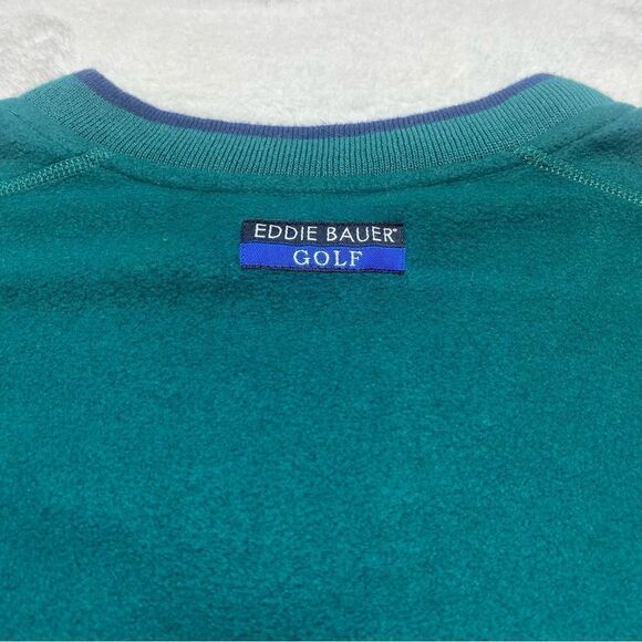 Eddie Bauer EBTEK Green V Neck Fleece Pullover Size Large - Picture 10 of 13